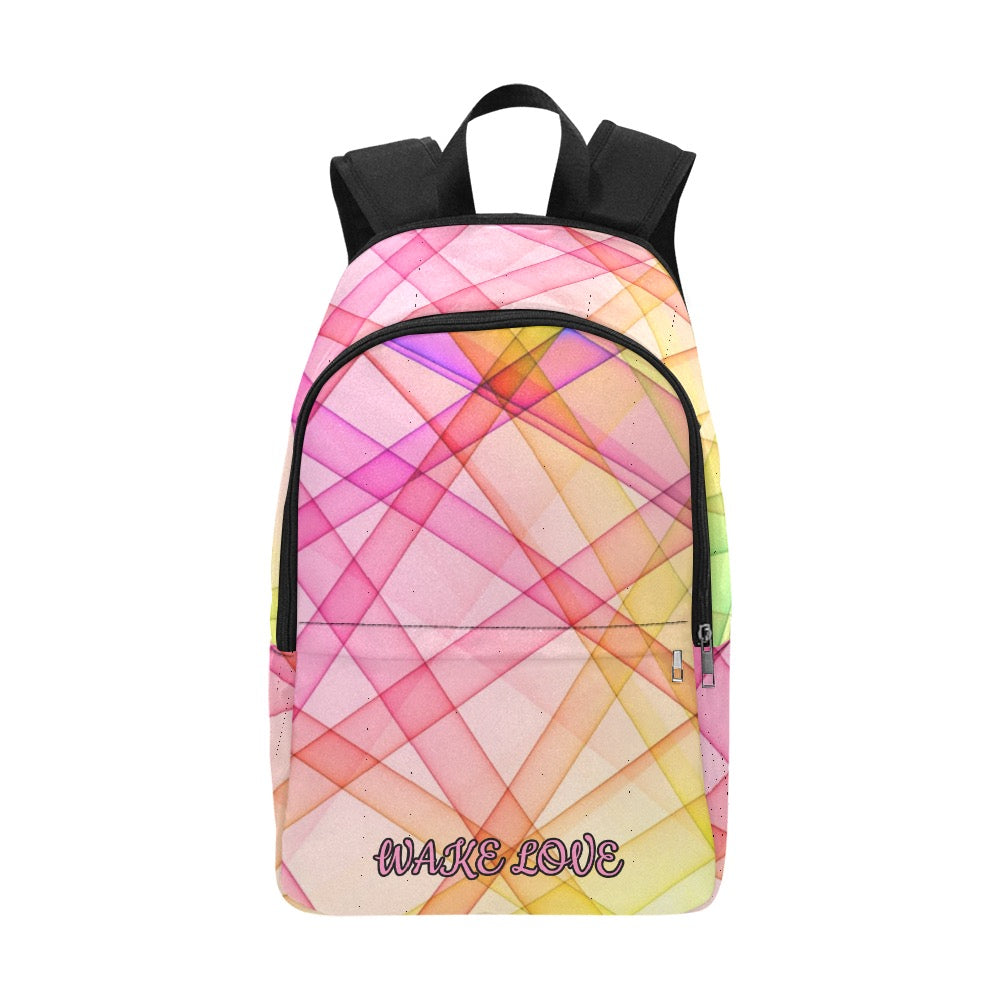 Colourful Geometric Back Pack Wake Love Fabric Backpack