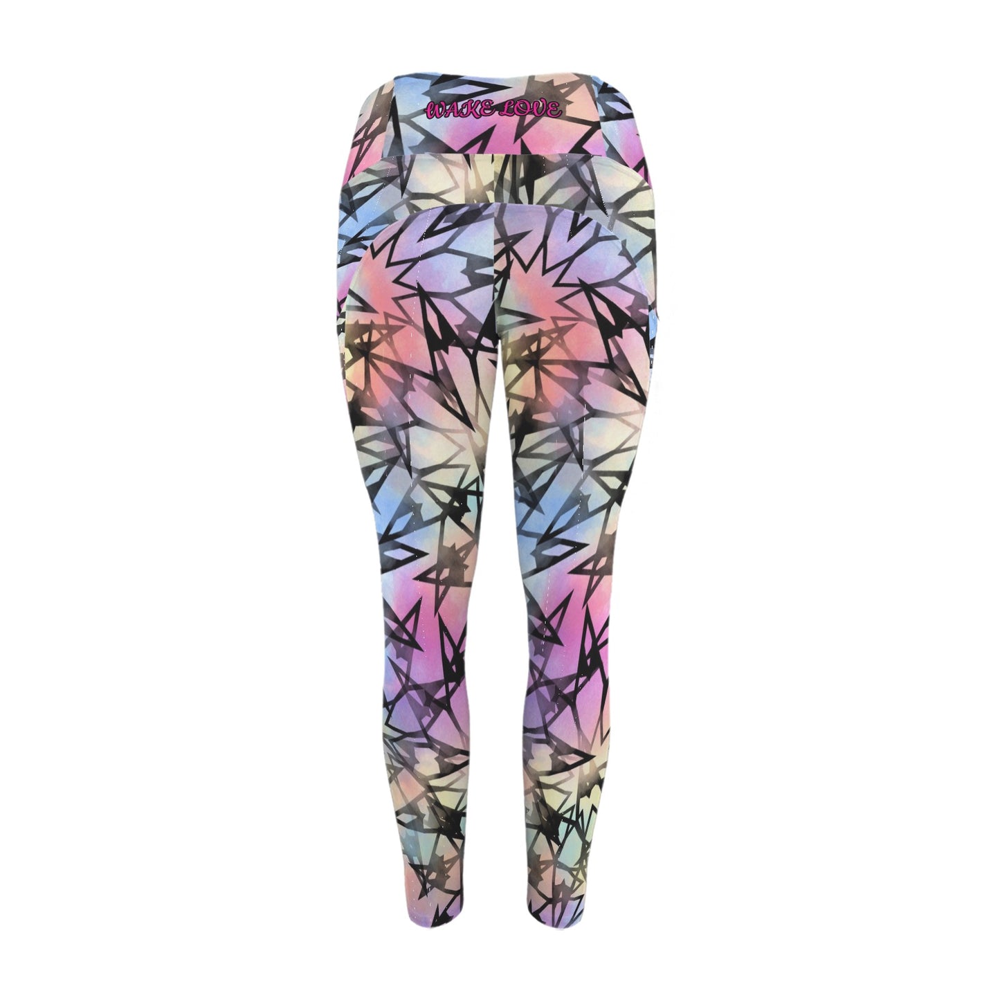 WAKE LOVE ABSTRACT LEGGINGS WAKE LOVE Women's High Waist Pockets Yoga Leggings