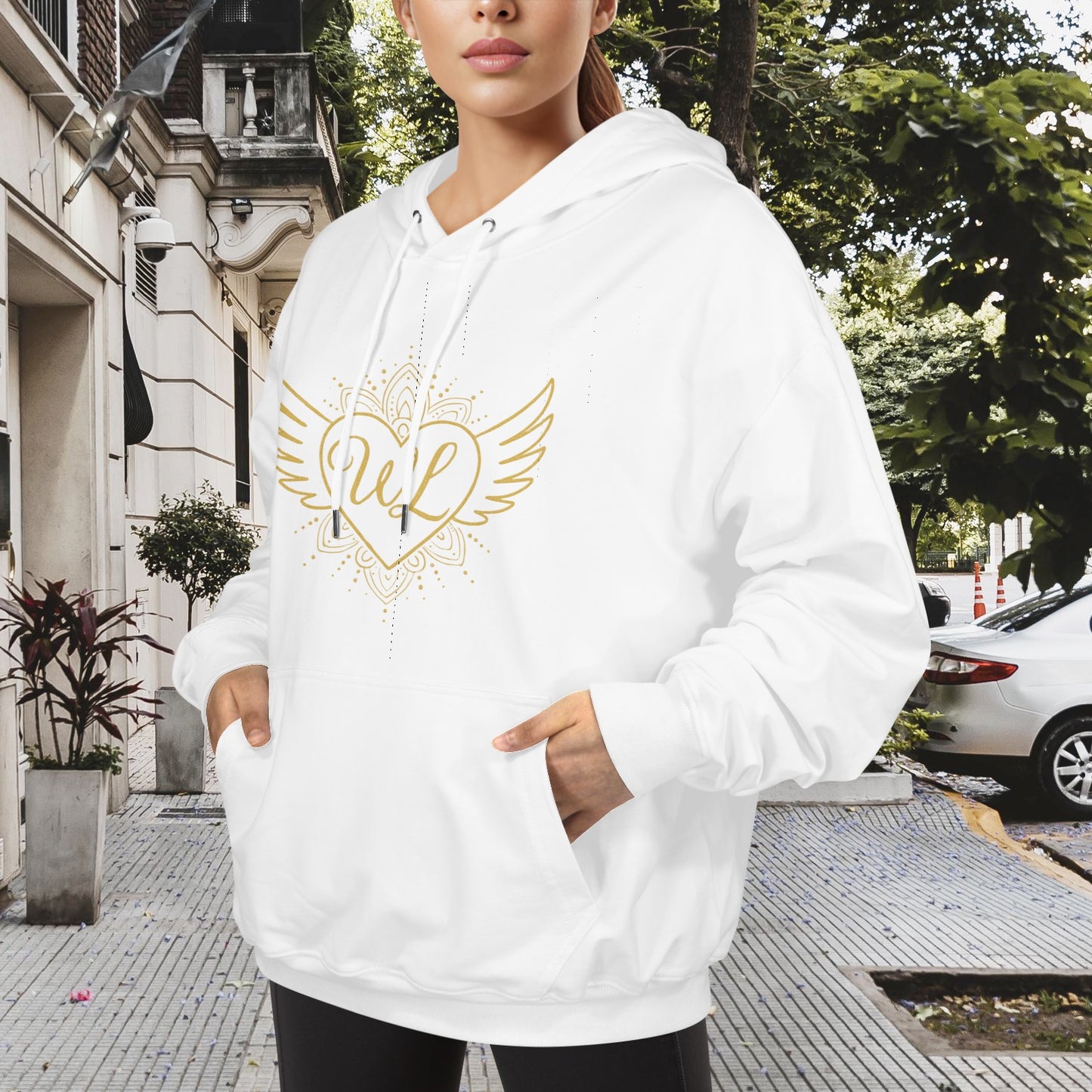 Wake Love Heavy Blend Hooded Sweatshirt white