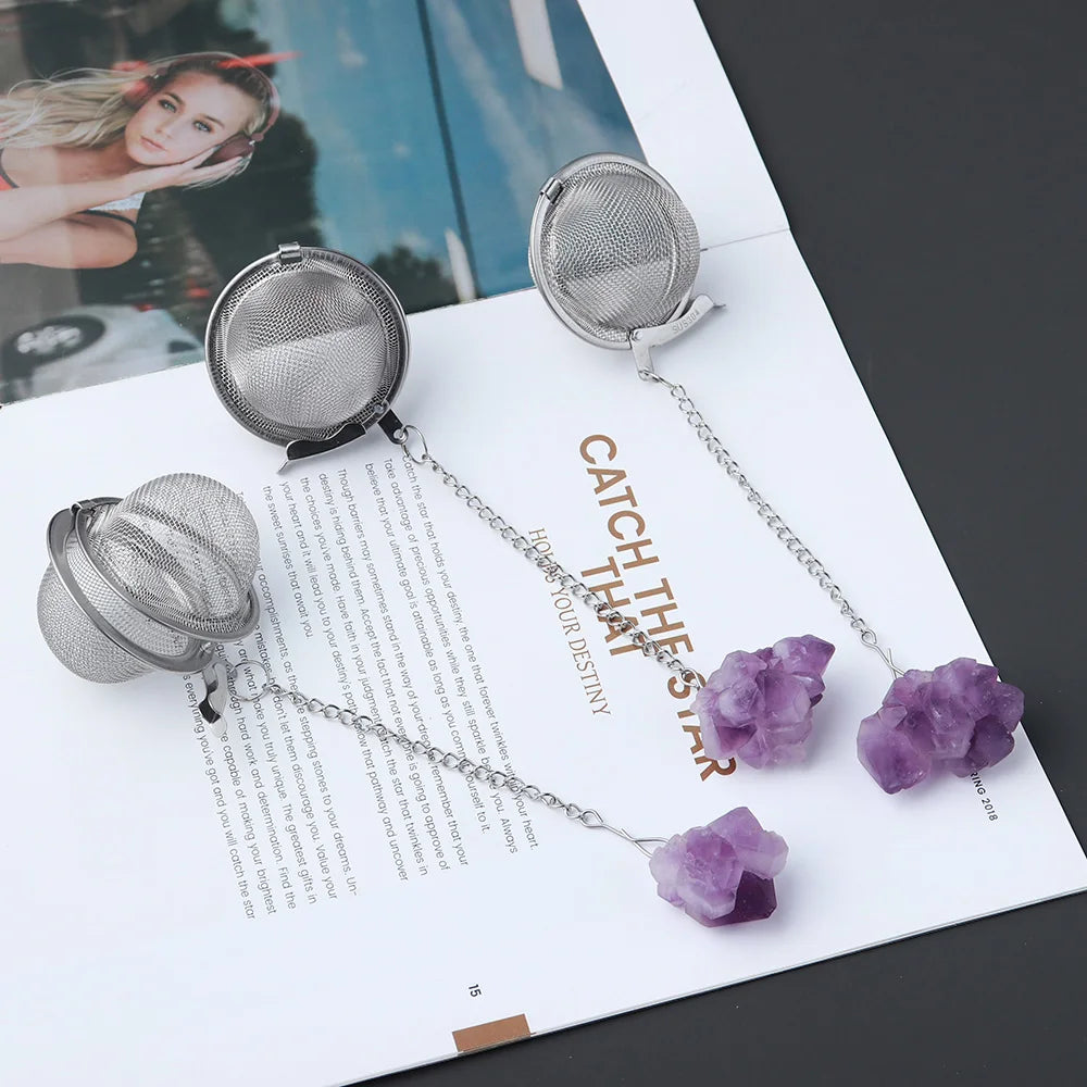 Natural Crystal Amethyst Tooth Flower Tea Filter