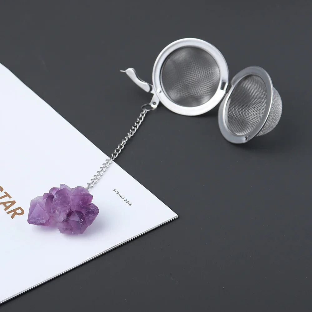 Natural Crystal Amethyst Tooth Flower Tea Filter