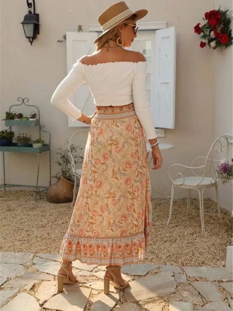 Bohemian Long High Elastic Waist Skirt