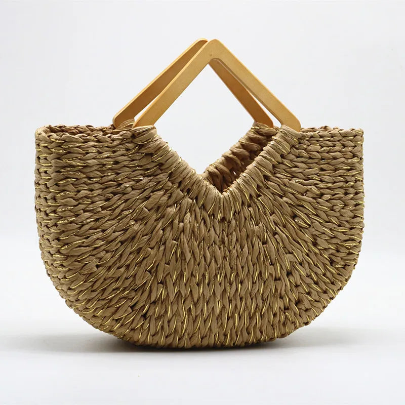 Womens Straw Hand-Woven Bag
