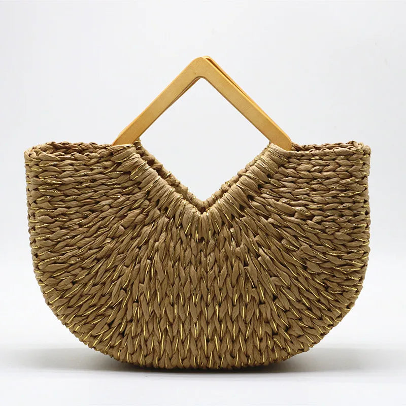 Womens Straw Hand-Woven Bag