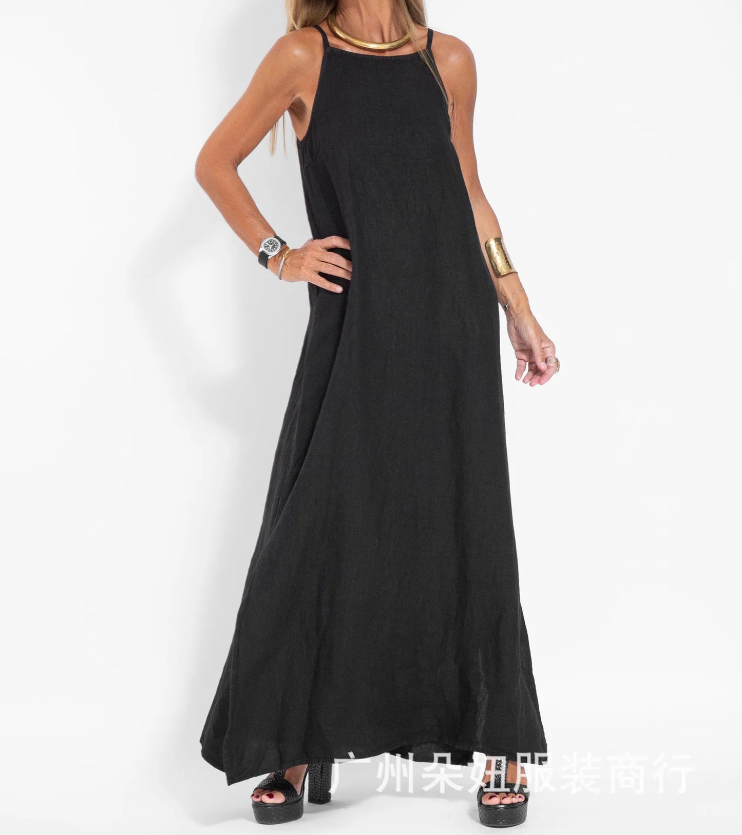 White Casual Boho Maxi Dress Spaghetti Strap