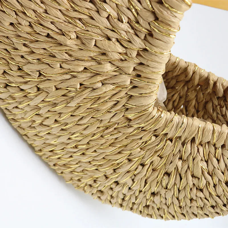 Womens Straw Hand-Woven Bag