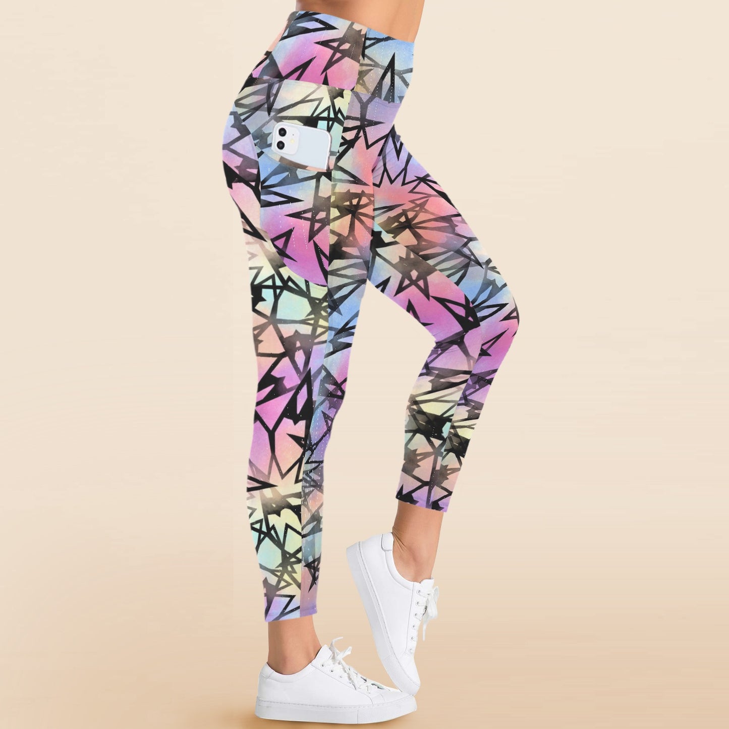 WAKE LOVE ABSTRACT LEGGINGS WAKE LOVE Women's High Waist Pockets Yoga Leggings