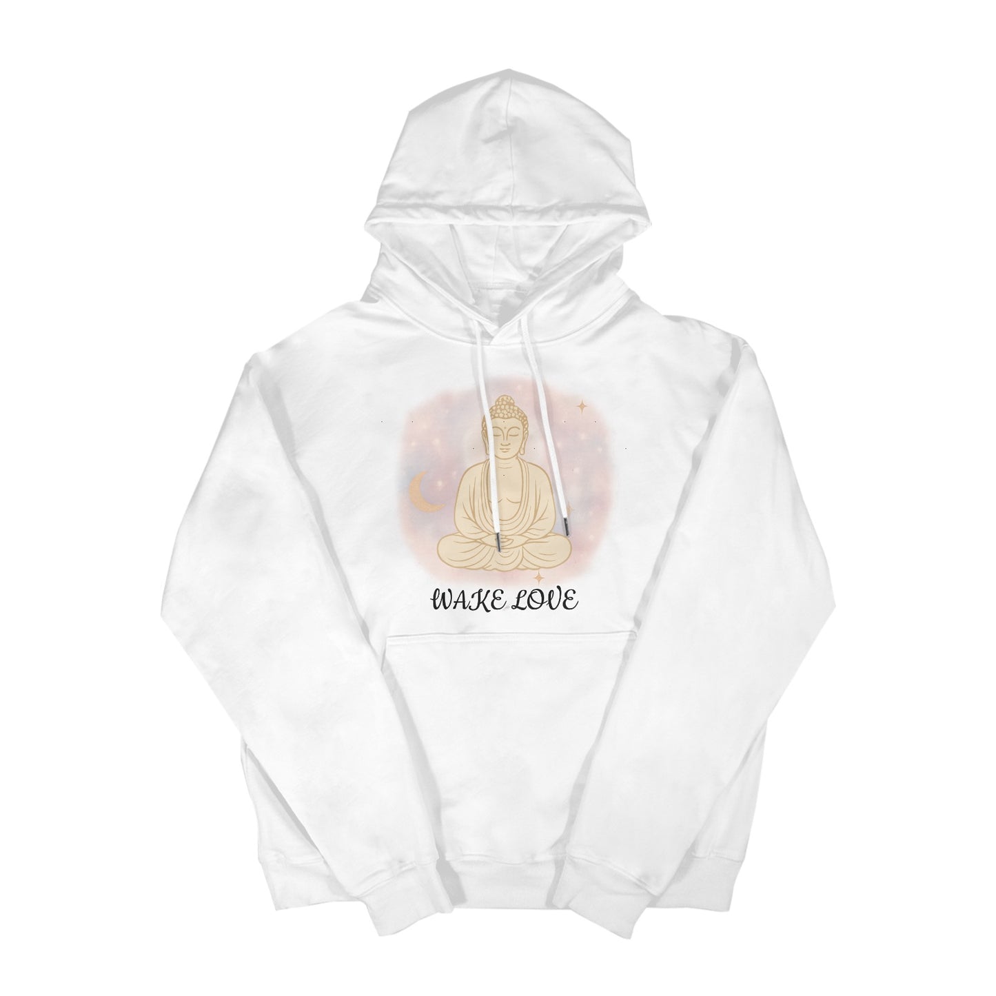 WAKE LOVE BUDDAH HOODIE WHITE Heavy Blend