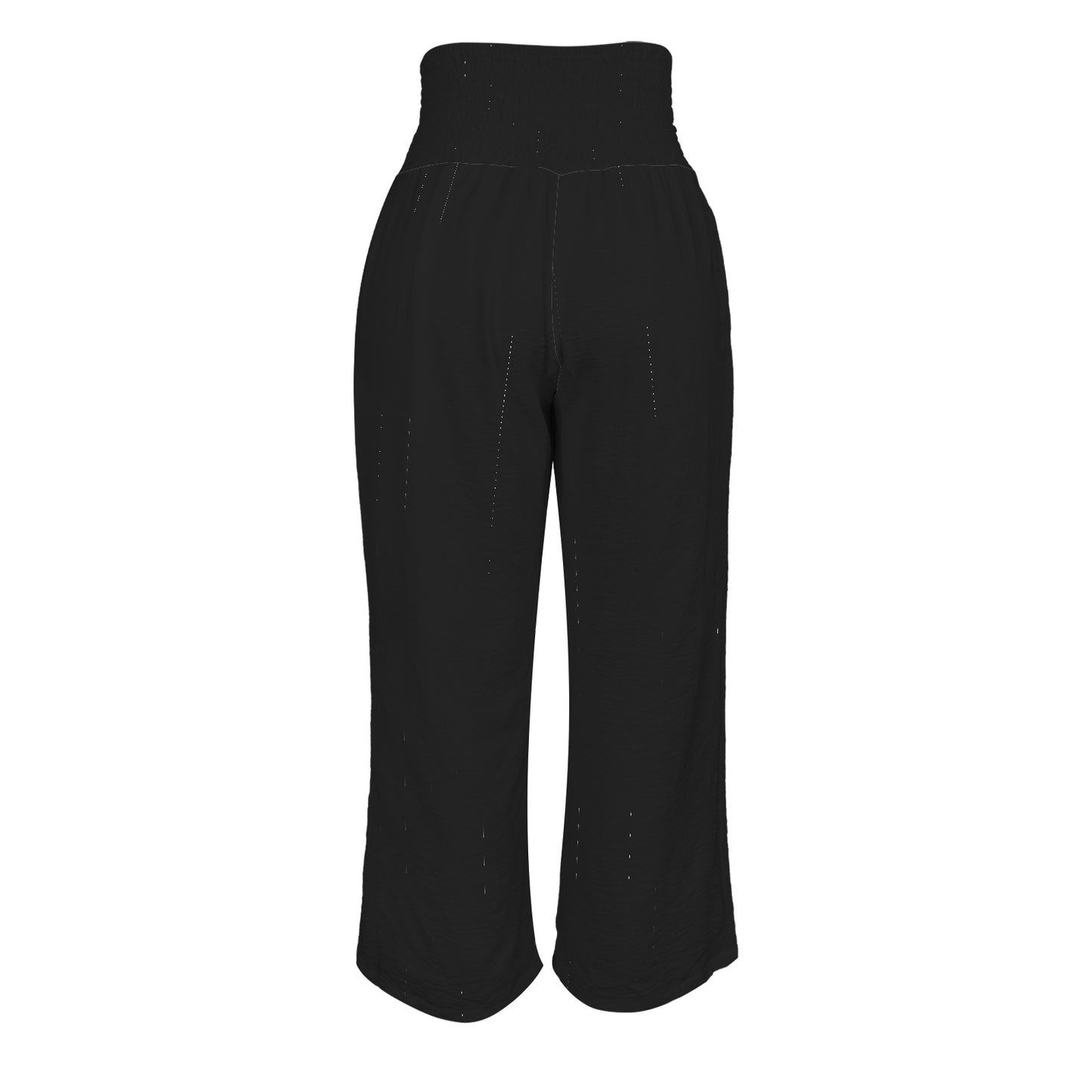 Elastic High Waist Pocket Wide Leg pants Black