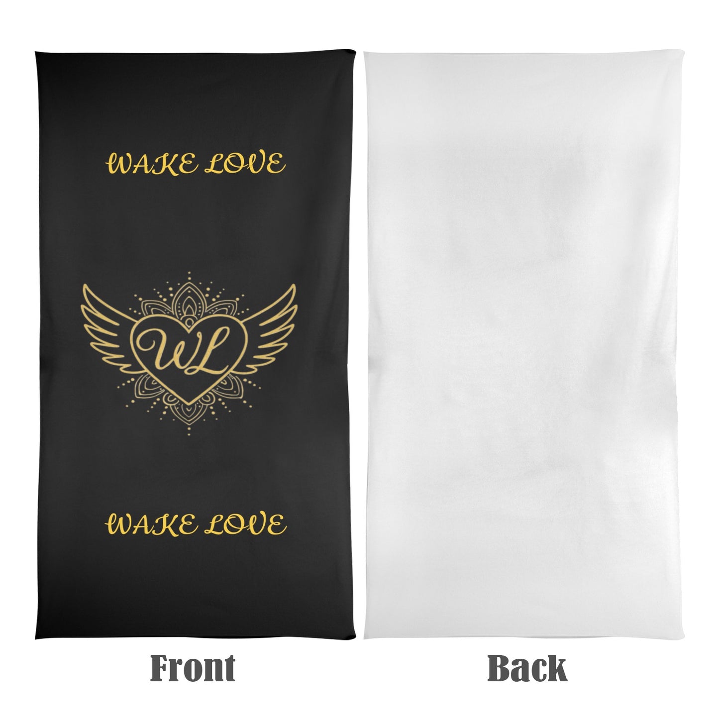 WAKE LOVE LARGE BEACH TOWEL BLACK 31"x71" Large