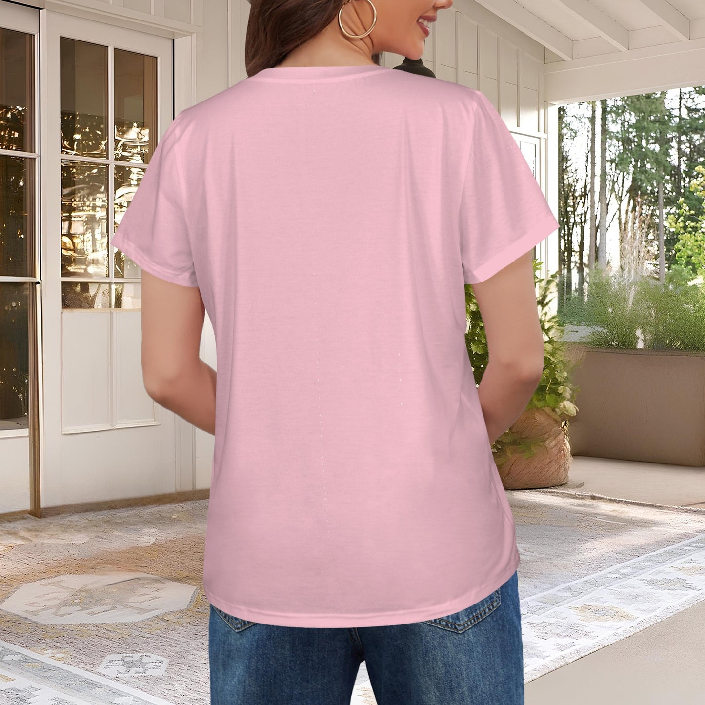 Wake Love Crewneck short sleeve Sleeve T-Shirt pink Buddah