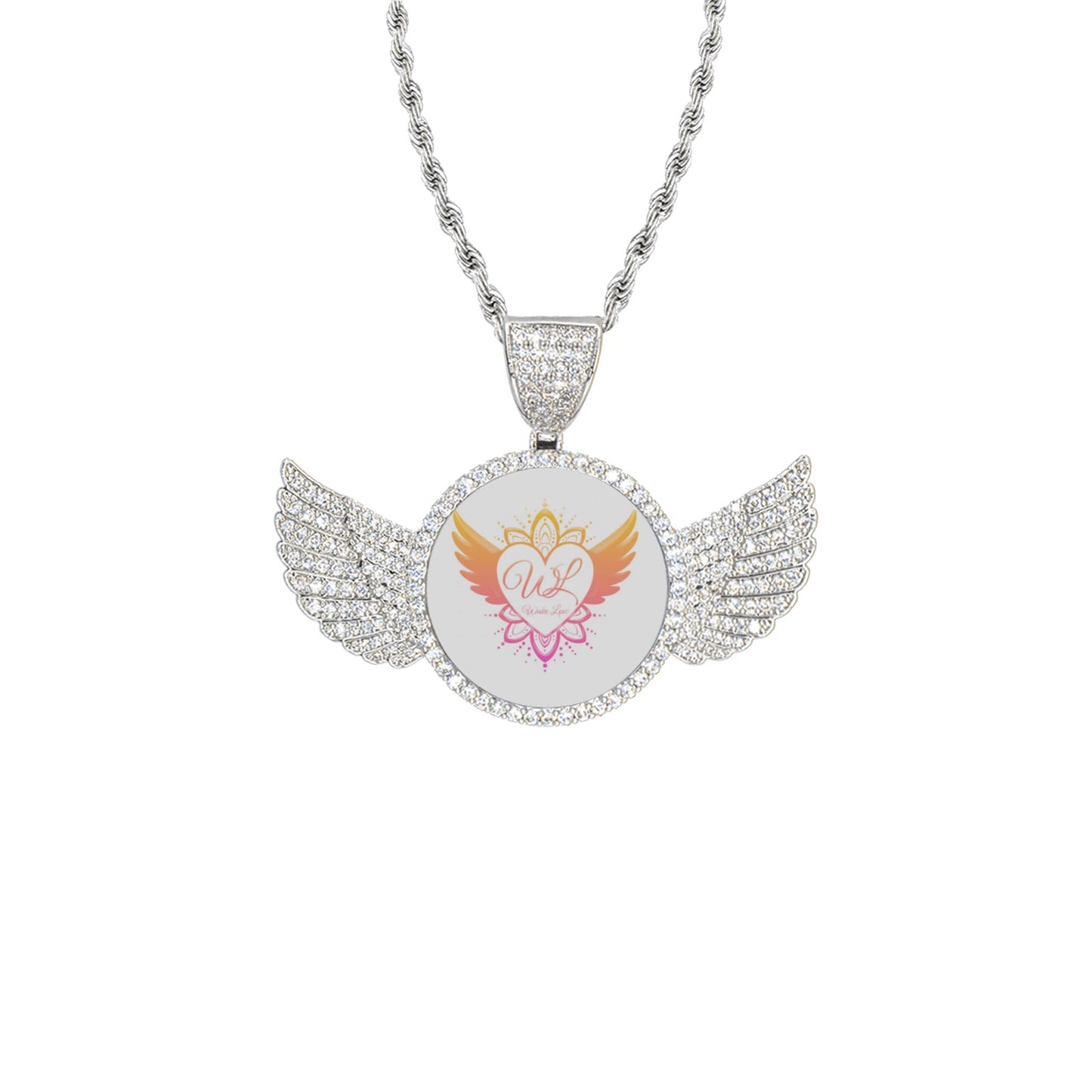 WLH Logo silver pendant Wings with Rope Chain