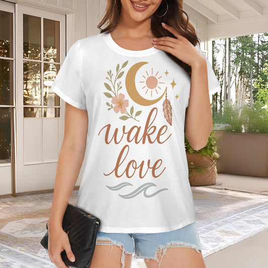 Wake Love Womens Crewneck short sleeve t-shirt white