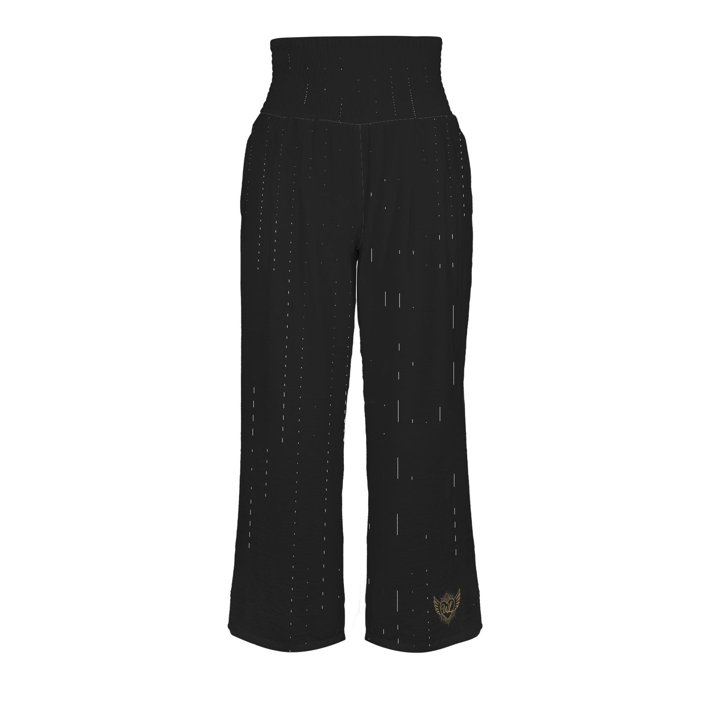 Elastic High Waist Pocket Wide Leg pants Black