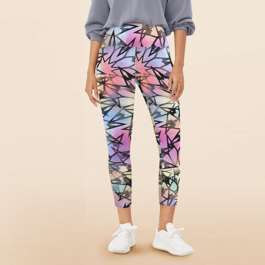 WAKE LOVE ABSTRACT LEGGINGS WAKE LOVE Women's High Waist Pockets Yoga Leggings
