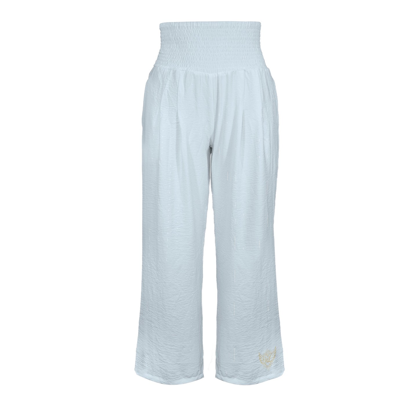 Elastic High Waist Pocket Wide Leg pants Blue