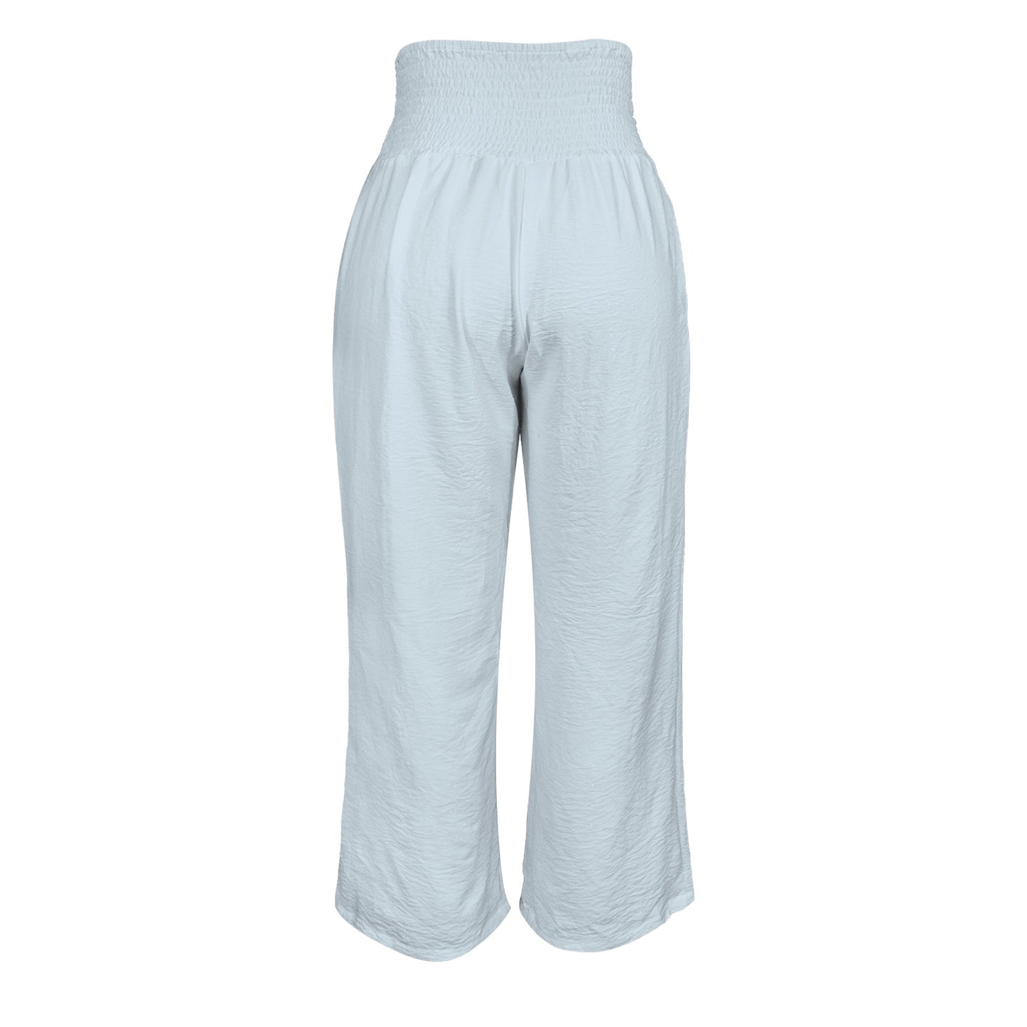 Elastic High Waist Pocket Wide Leg pants Blue