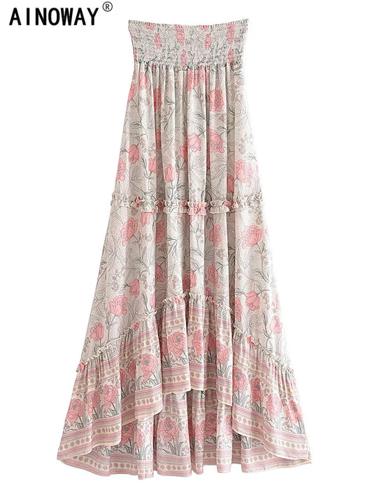 Bohemian Long High Elastic Waist Skirt