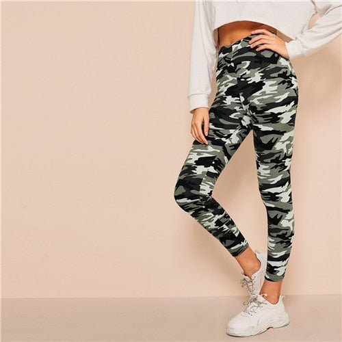 Camo Print Leggings Women Leggings Casual Style Spring Summer Autumn Stretchy Fitness Crop Leggings-0