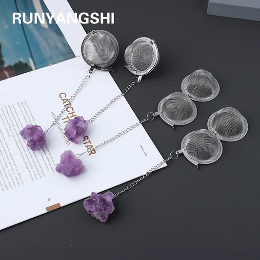 Natural Crystal Amethyst Tooth Flower Tea Filter