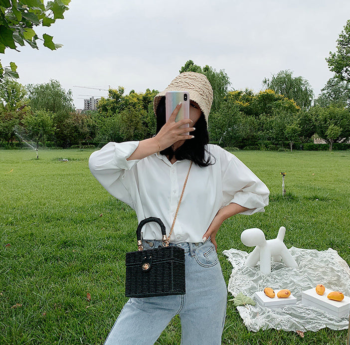 Straw Woven Box Bag