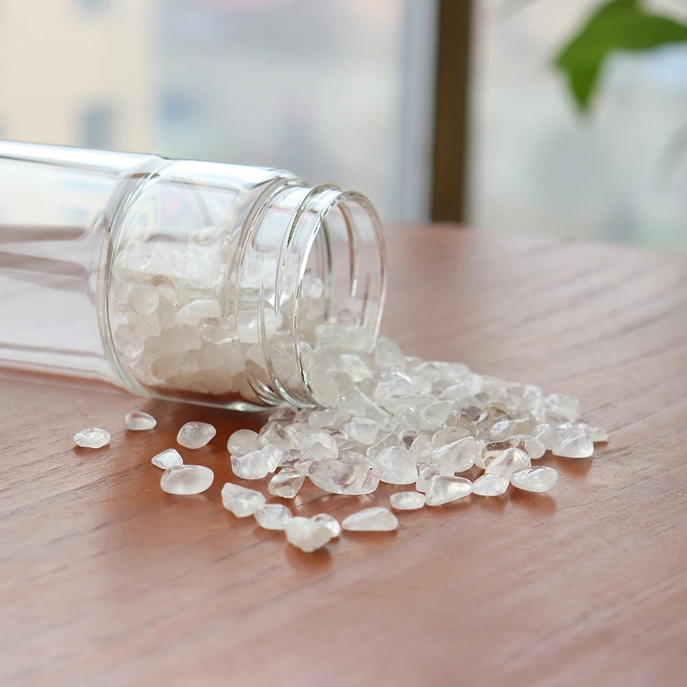 Healing Natural Crystal Stone Infused Glass Water Bottle