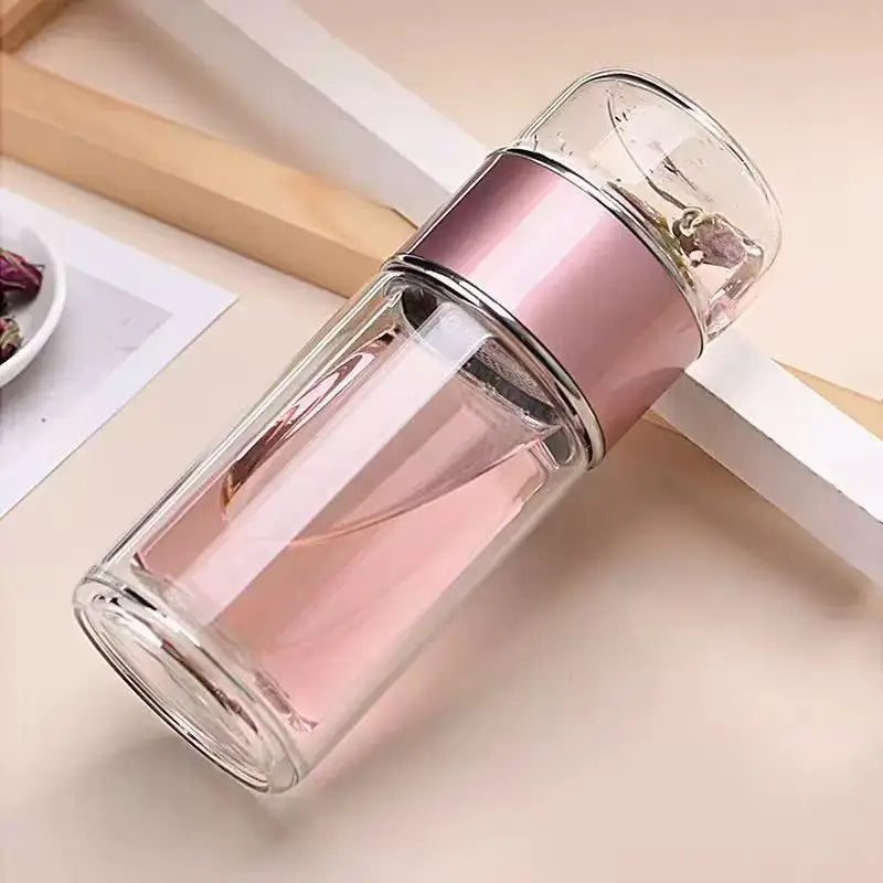 420ML Tea Infuser Water Bottle High Borosilicate Glass