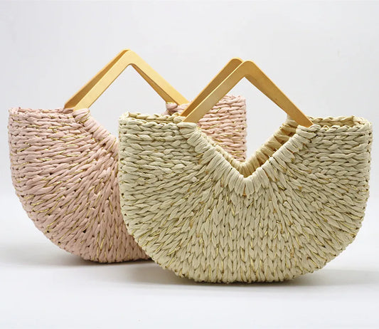 Womens Straw Hand-Woven Bag