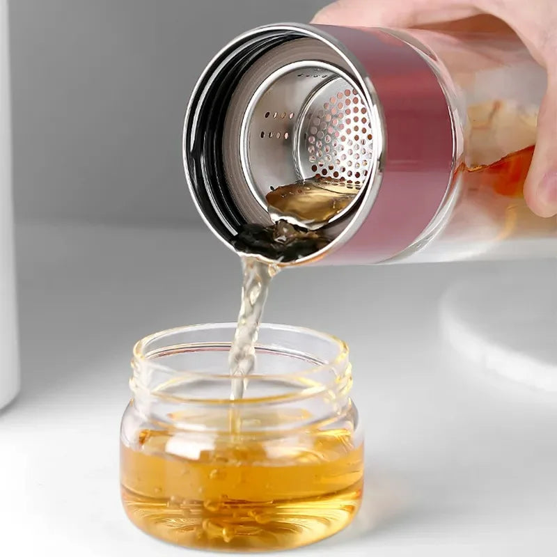 420ML Tea Infuser Water Bottle High Borosilicate Glass