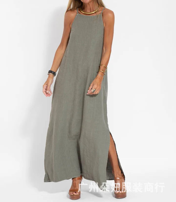 White Casual Boho Maxi Dress Spaghetti Strap