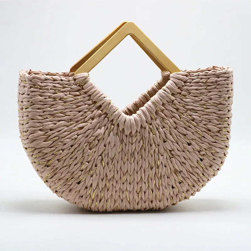 Womens Straw Hand-Woven Bag