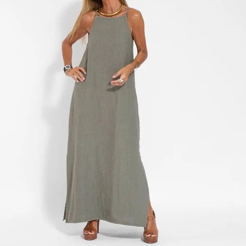White Casual Boho Maxi Dress Spaghetti Strap