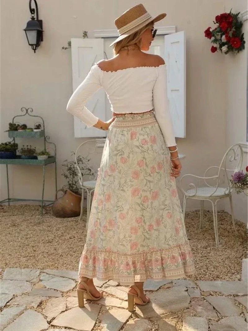Bohemian Long High Elastic Waist Skirt