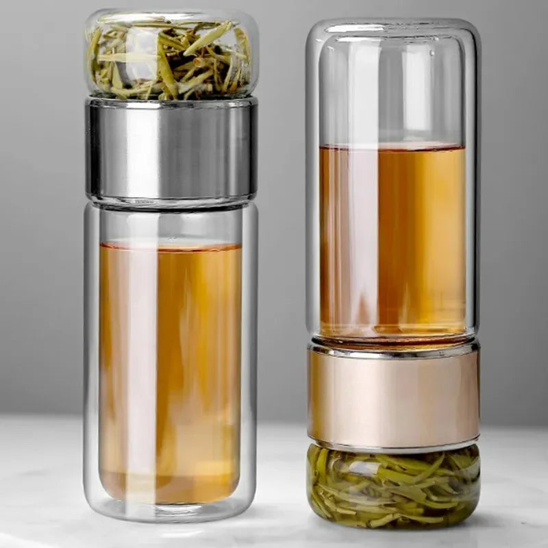420ML Tea Infuser Water Bottle High Borosilicate Glass