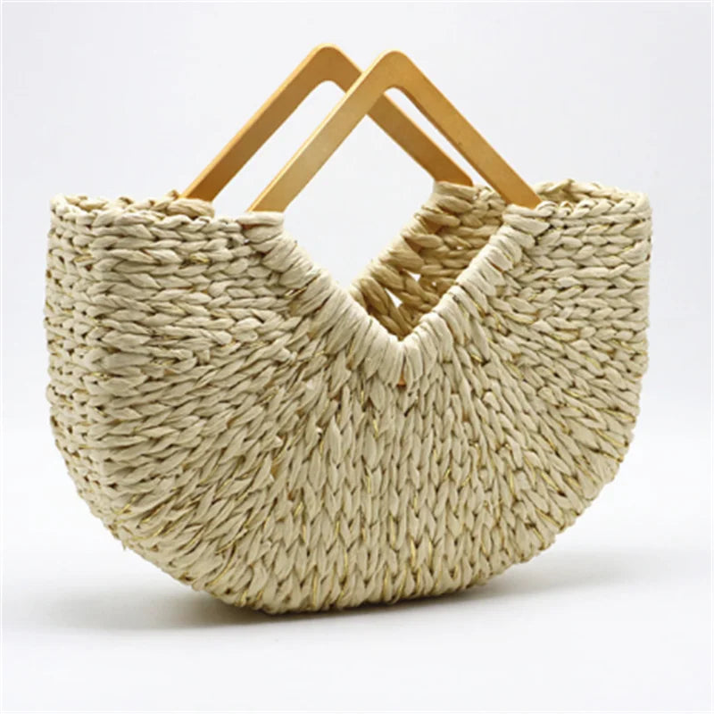 Womens Straw Hand-Woven Bag