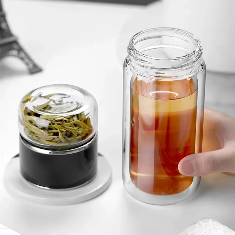 420ML Tea Infuser Water Bottle High Borosilicate Glass