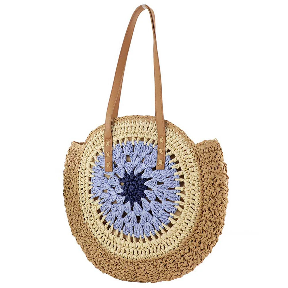 Round Casual Tote Bag With Zipper Closure
