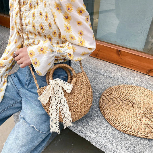 Woven Straw Crossbody Bag