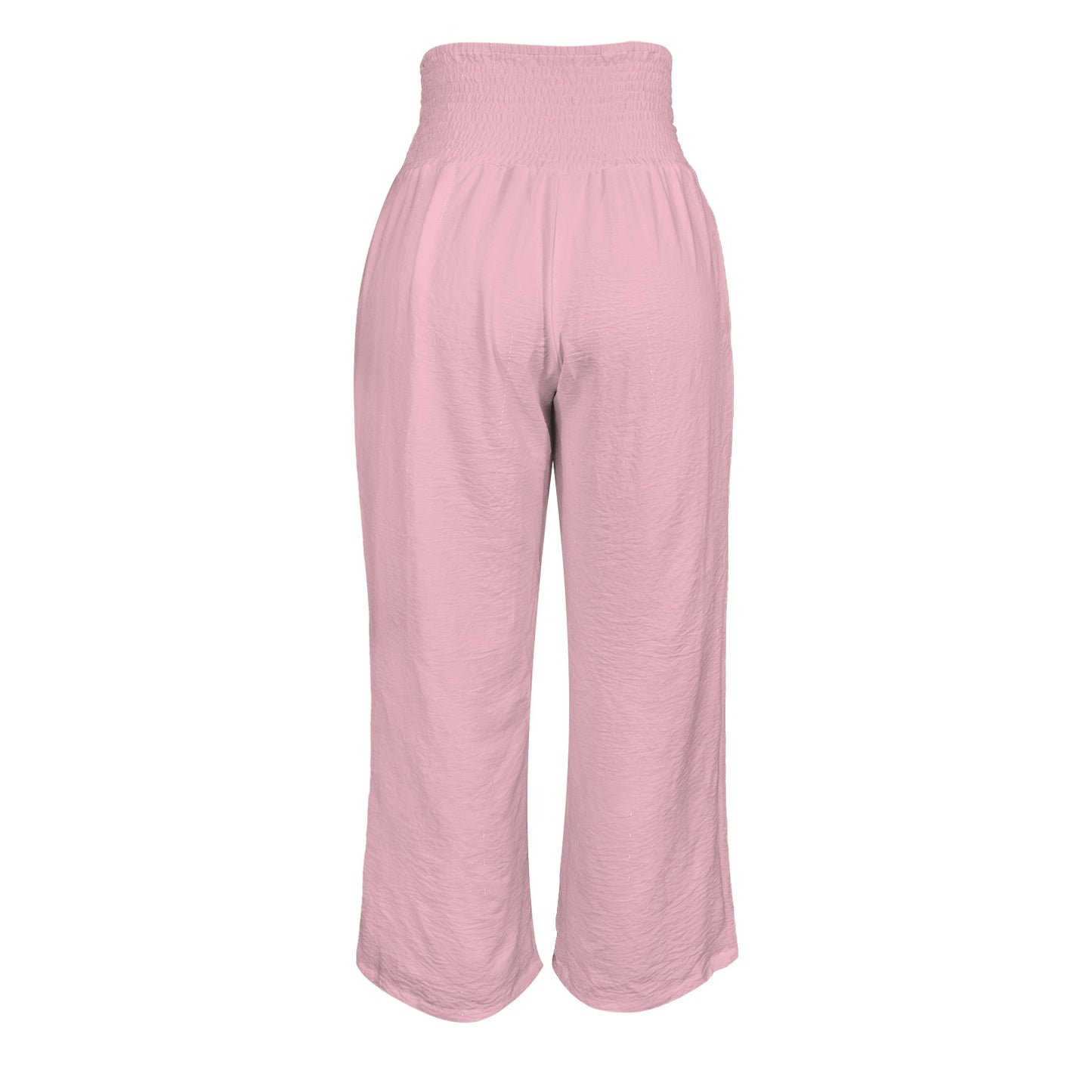 Elastic High Waist Pocket Wide Leg pants Pink