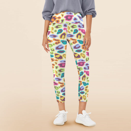 MULTI COLOURED LEGGINGS WAKE LOVE Women's High Waist Pockets Yoga Leggings