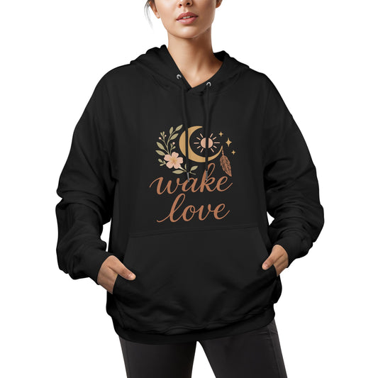 Wake Love Women heavy blend Hooded Sweatshirt black